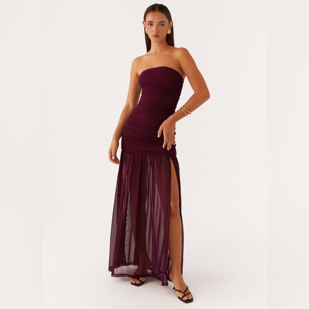 Peppermayo Strapless Plum Maxi Dress